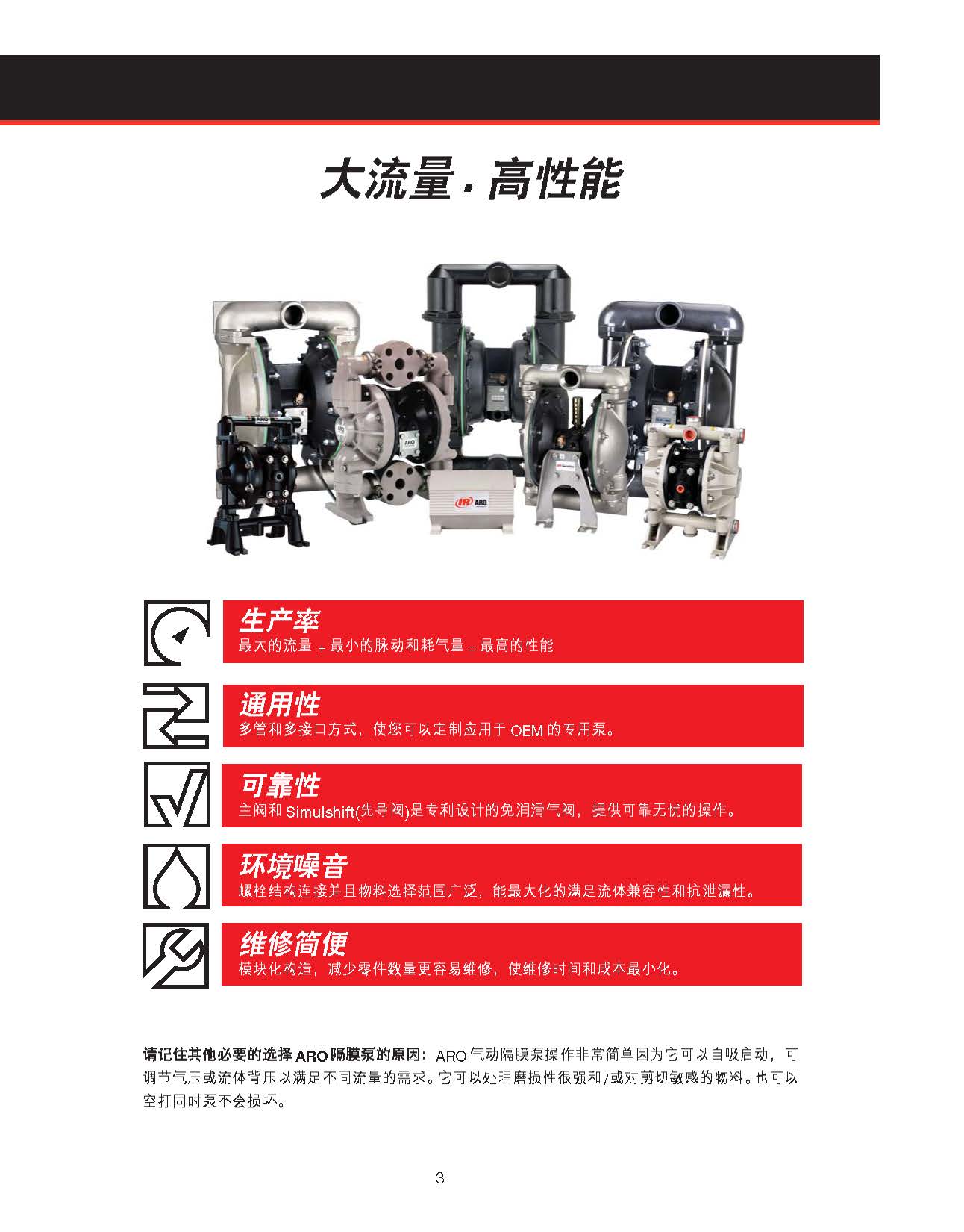 aro英格索兰气动隔膜泵pro系列产品特点