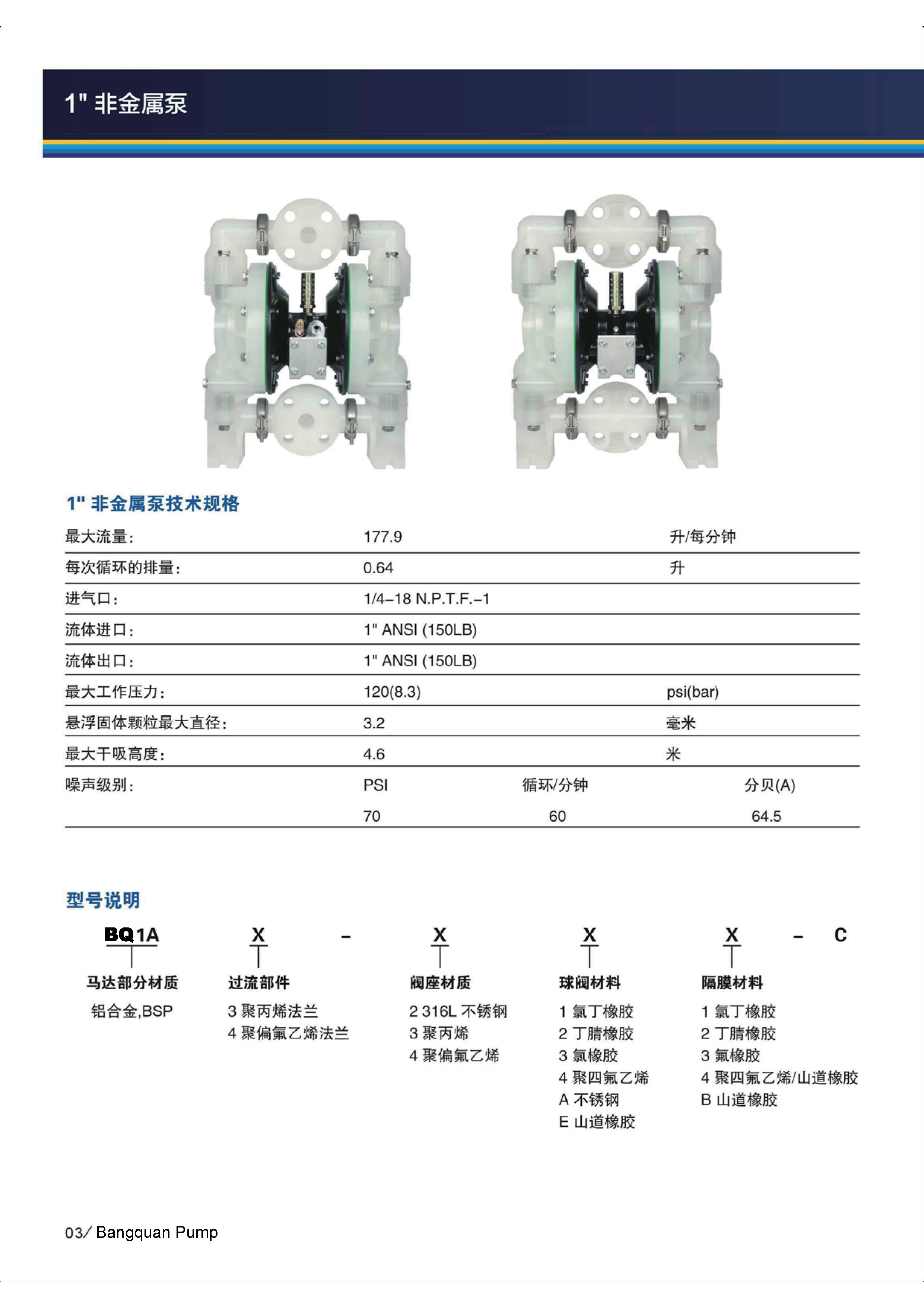 bq1a3-344-c bq1a3-3eb-c 1寸塑料气动隔膜泵性能参数