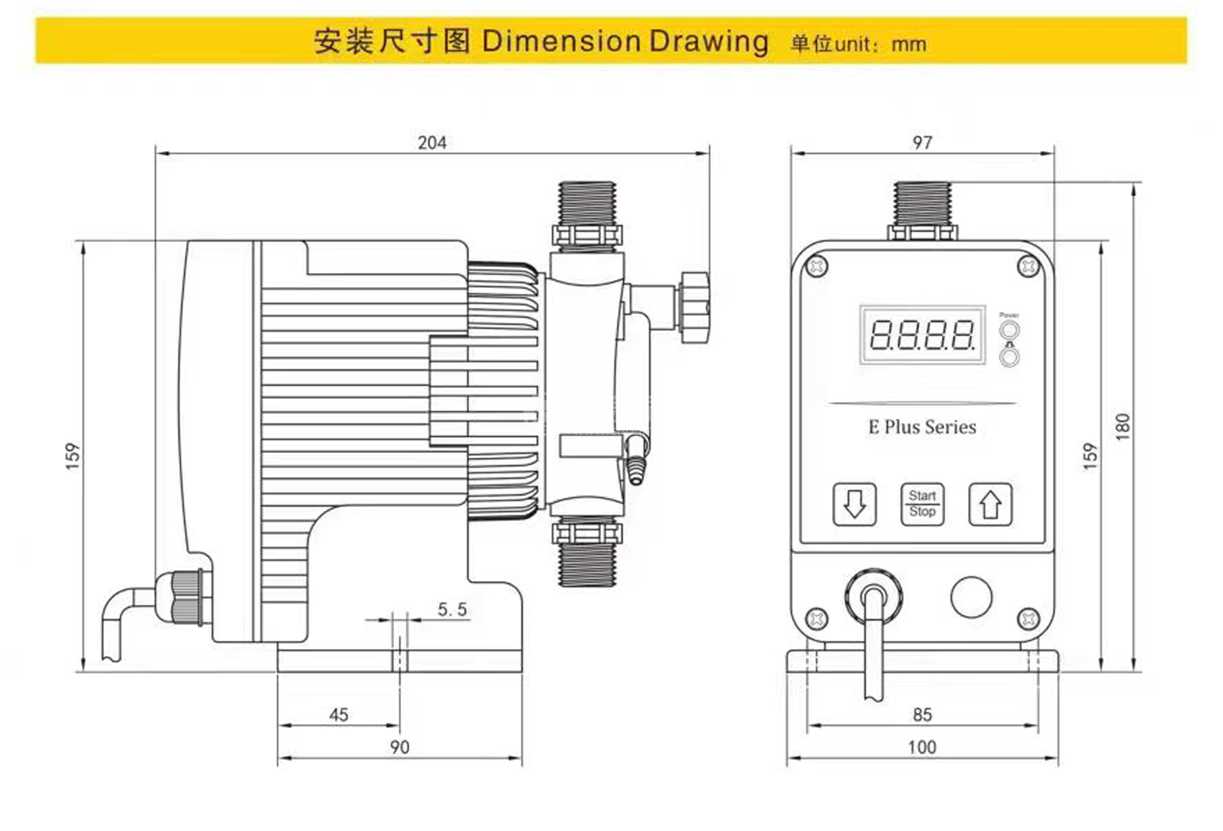 e plus系列电磁式隔膜计量泵安装尺寸图 e plus series dimension drawing