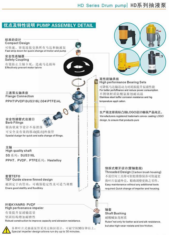 上海邦泉泵业无密封无轴封桶泵电动抽液泵结构图