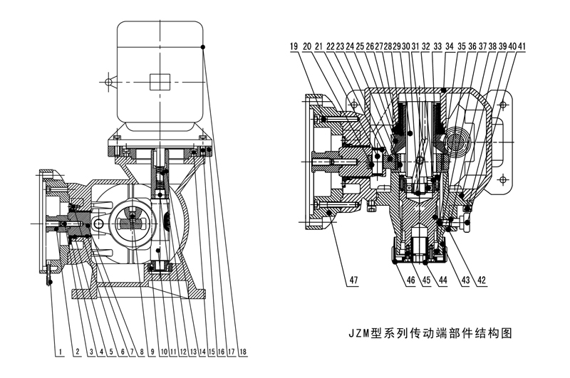 jzm机械隔膜计量泵部件结构图