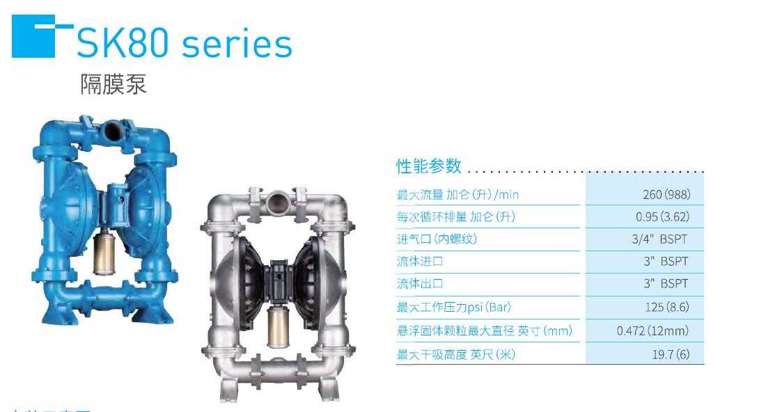 skylink sk80 气动隔膜泵性能参数