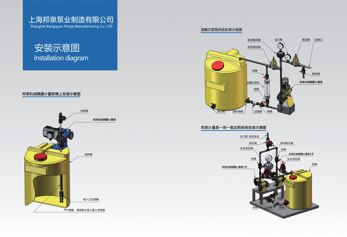 diaphragm metering pump installation diagram隔膜计量泵安装示意图