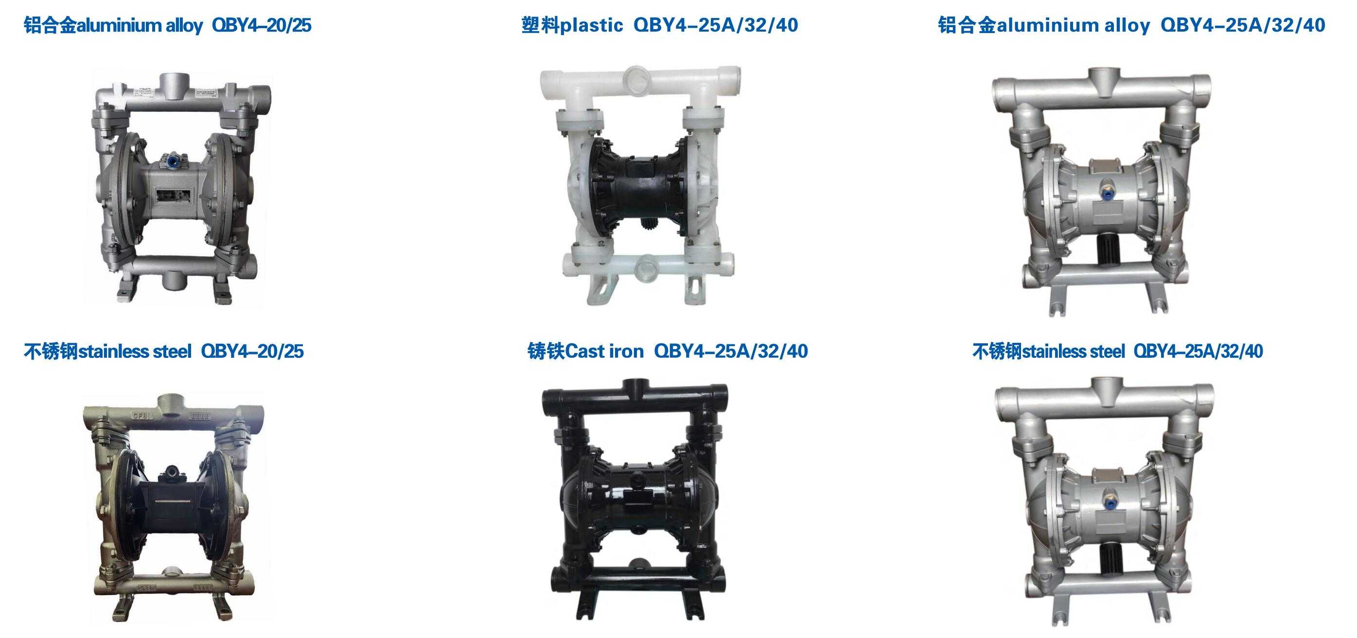 qby4-20 25 25a 32 40 塑料 不锈钢 铝合金 铸铁气动隔膜泵